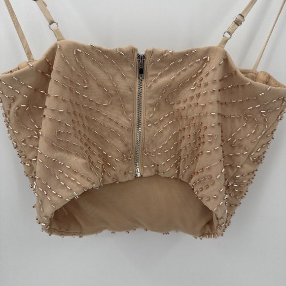 OH POLLY Beaded Crop Tank Bustier Top Size 0 - Picture 6 of 12